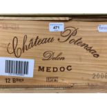 Twelve bottles of Chateau Potensac Medoc, 2008, in own wooden case From a Ferndown (Bournemouth)