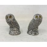A pair of modern silver plated owl form salt and pepper pots, 5 cm high Report by JS Note: this is