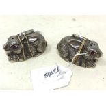 A pair of novelty silver condiments, in the form of rabbits JS report Modern copies condition good