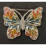 A silver butterfly brooch/pendant with marcasite
