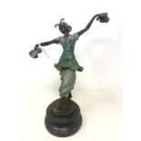 A modern spelter figure of a dancer, on polished marble base, 40 cm high This item is 20th/21st