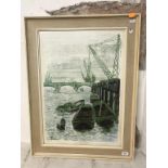 Richard Ford, a dock scene, signed and dated 1967, print, 15/21, 69 x 49 cm