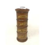 A modern treen spice tower, 21 cm high Report by JS This is a 20th/21st century copy Overall