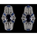 A pair of 9ct gold Art Deco style sapphire and diamond earrings Report by RB Modern