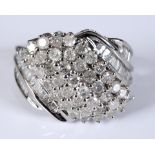 A 9ct white gold and diamond cluster ring, the diamonds approx. 2.04ct, approx. ring size J
