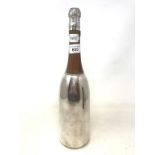 A modern silver plated and carved wood cocktail shaker, in the form of a champagne bottle, 37 cm