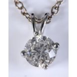 A 14ct white gold and diamond single stone pendant, approx. 1.00ct, on a chain