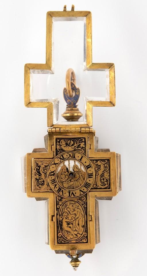 A 17th century cruciform jewel watch, the 1.8 cm diameter chapter ring with Roman numerals, centered - Image 3 of 17