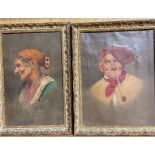 Continental school, early 20th century, a pair of portraits, oil on canvas, signature indistinct, 24