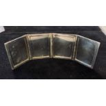 A silver pocket/travelling folding four section photograph frame, with engine turned decoration, 6