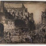 Sir Frank Brangwyn (British 1867 - 1956), the Church of St. Walburg, etching, signed in pencil 40