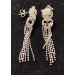 Pair of silver Panther tassle earrings Modern