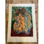 A Lin Jammet limited edition print, Lovers, 35/50, signed and dated '97, 121 x 86 cm (unframed)