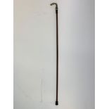 A walking stick, with silver plated handle in the form of a horses leg, 92 cm