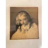 Continental school, 19th century, copy of a portrait of a daughter of Rubens, greywash, initialed