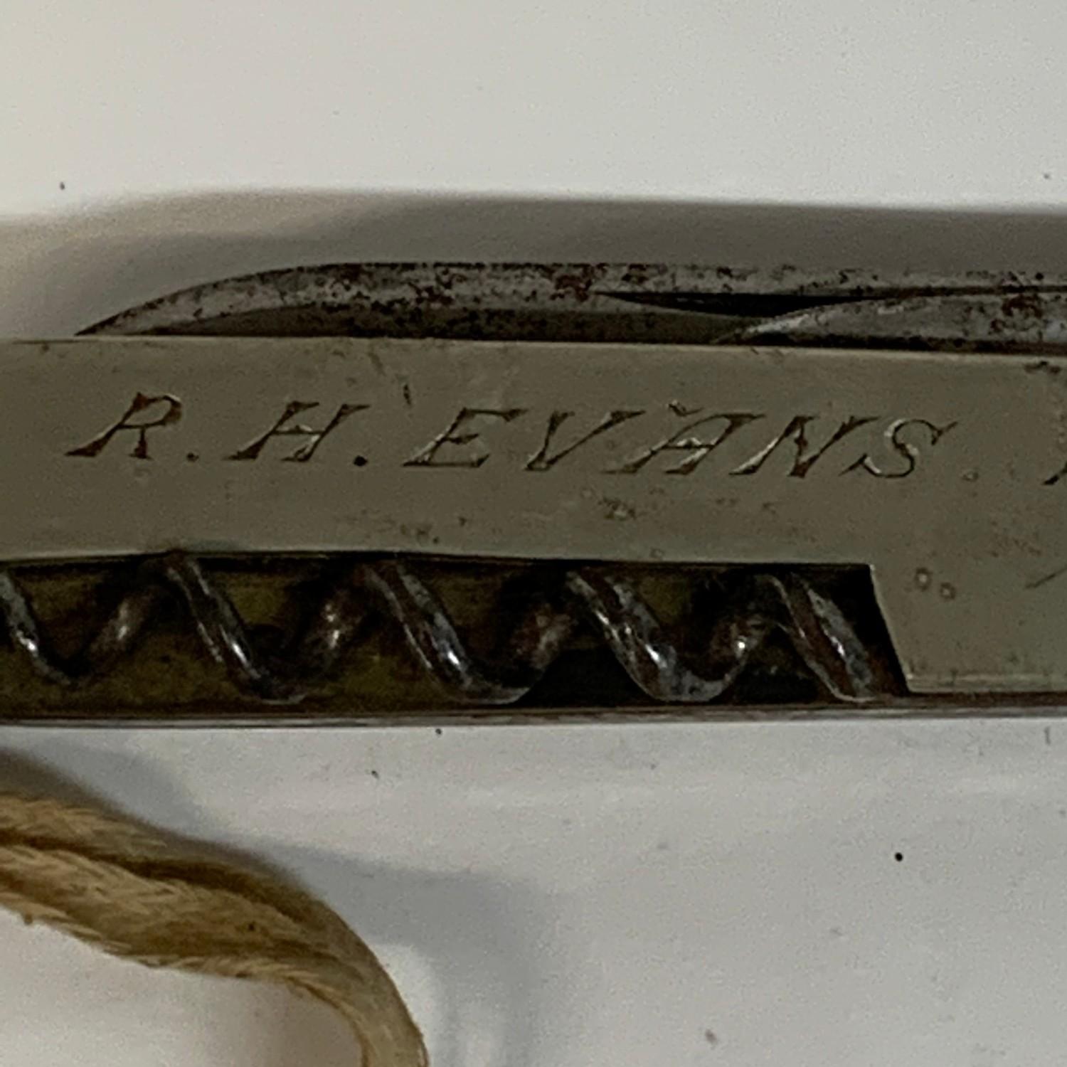 A late 19th century penknife, inscribed R H Evans from 'G G A Octr 31-1891', 15 cm over loop - Image 2 of 5