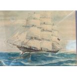 **Withdrawn**G Hale, a sailing ship, watercolour, signed, 28 x 38 cm