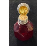 A silver and ruby glass perfume vinagarette Modern
