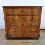 A Continental mahogany chest, having four drawers, 85 cm wide