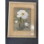 A study of a white flower, watercolour, initialed DC, 36 x 27 cm, a print of the Battle of the Nile,