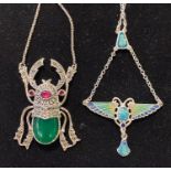 A silver and enamel scarab necklace, and another similar Modern These are 20th/21st century