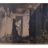 Sir Frank Brangwyn (British 1867 - 1956), Church of St Nicholas, Dixmuden, etching, signed in