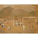 Continental school, 20th century, a football match, gouache, 42 x 52 cm