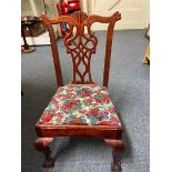 A Chippendale style miniature chair, a miniature balloon back chair, various other items (2 boxes)