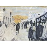 Continental school, 20th century, a market scene, mixed media, 24 x 36 cm