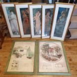 A set of six Pears type prints, 65 x 18 cm, a set of four architectural prints, and various other