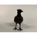 A painted bronze pheasant, 9 cm high Modern