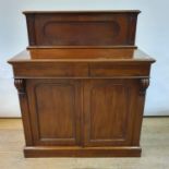 A 19th century mahogany chiffonier, with a single drawer, above two cupboard doors on a plinth base,