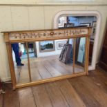 A 19th century style gilt framed overmantle mirror, 87 x 138 cm and a painted overmantle mirror, 113