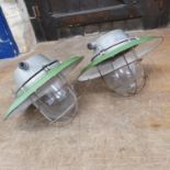 A pair of industrial ceiling lamps, 50 cm diameter