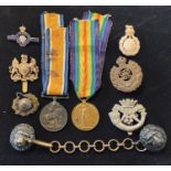 A British War Medal and a Victory Medal pair, awarded to 87376 Spr L V Stokes RE, and a group of
