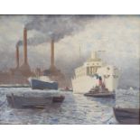 S W Nelson, a harbour scene, oil on board, signed and dated 1959, 35 x 44 cm