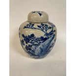 A Chinese crackle glaze ginger jar and cover, decorated birds and foliage, 25 cm high, and three
