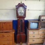 A modern longcase clock, brass dial, signed Gooddfellow Wadebridge, in mahogany case, 207 cm