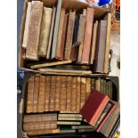 Assorted leather bindings, and other volumes (2 boxes)