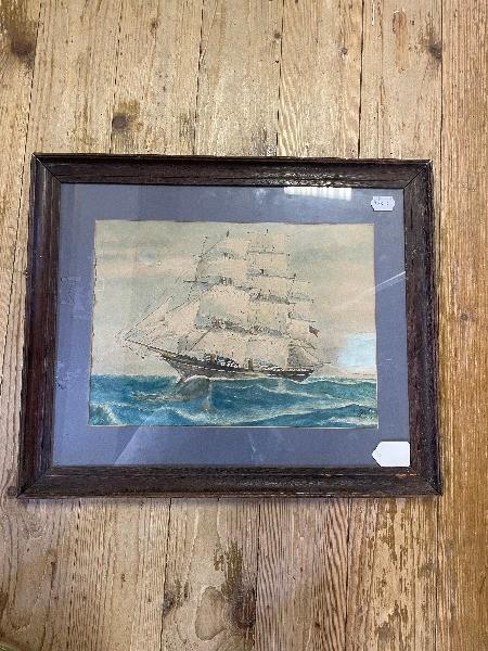 **Withdrawn**G Hale, a sailing ship, watercolour, signed, 28 x 38 cm - Image 2 of 2