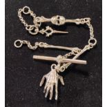 A silver skull watch chain Modern