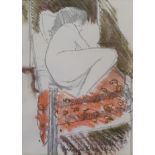 James Butler, study for sculpture 'Girl on a Bed', 1985, pencil and pastel, signed, dated and