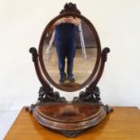 A 19th century mahogany dressing mirror, 82 cm wide