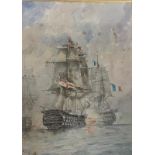 W. R. Kennedy, HMS Victory and Bucentaur, watercolour, signed and dated 1913, 36 x 27 cm