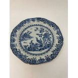 A set of five 19th century Chinese plates, decorated birds, flowers and foliage and underglaze blue,