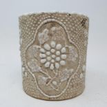 A Chinese crackle glaze brush pot, of cylindrical form, 13.5 cm high