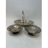 A silver plated oval tray and various other silver plate (box)