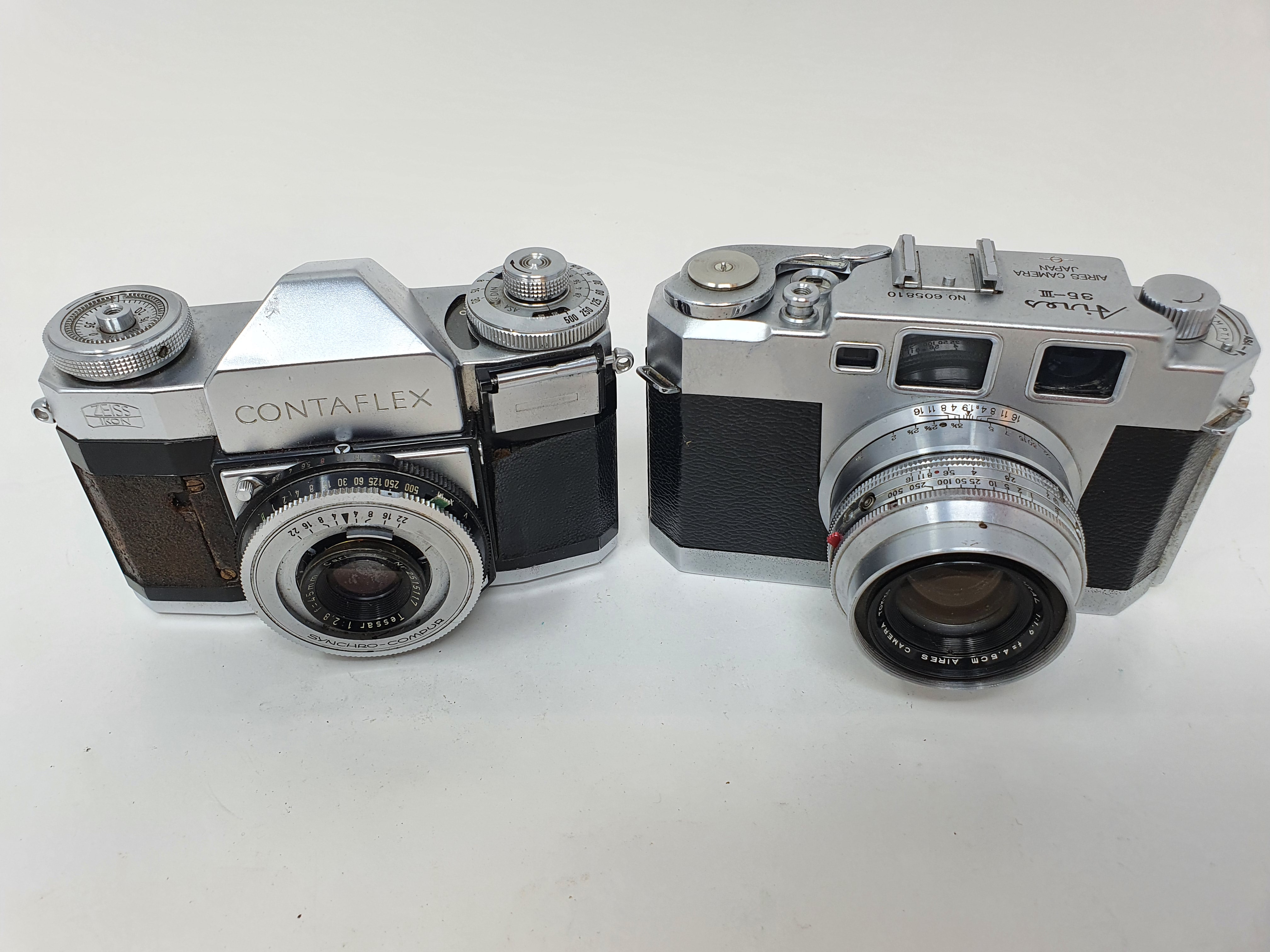 An Aires 35-III camera, serial number 605810, with leather outer case, and a Zeiss Ikon Contaflex - Image 2 of 5