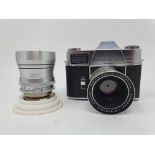 A Kodak Retina Reflex III camera, a lens, various other items, in leather camera bag Provenance: