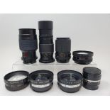 A Konica camera lens, and five other lenses (box) Provenance: Part of a vast single owner collection